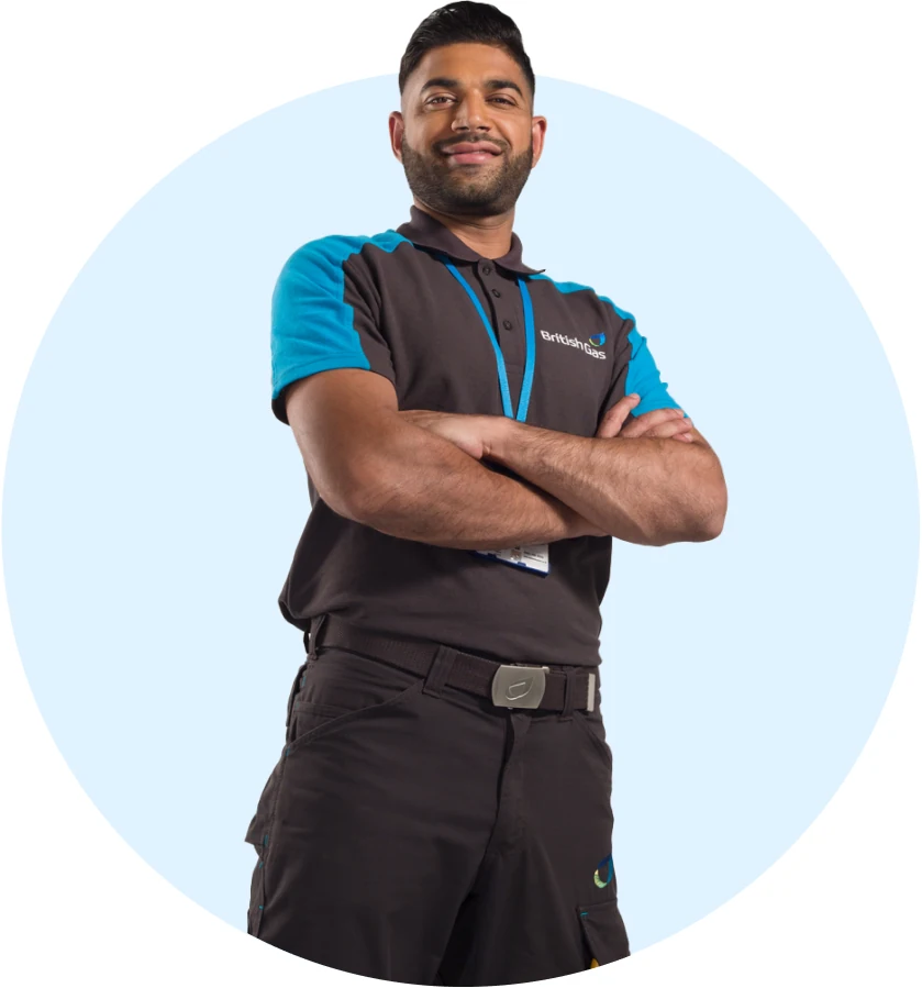 Britsh gas person looking ready to help you-