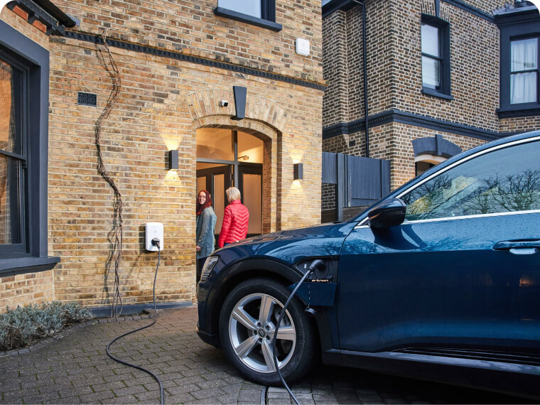 A Hive customer charging their electric vehicle at home using the Alfen Eve S-Line.