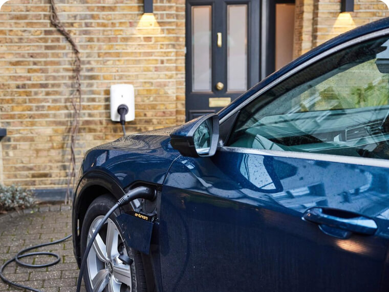 A Hive customer charging their electric vehicle at home using the Alfen Eve S-Line.